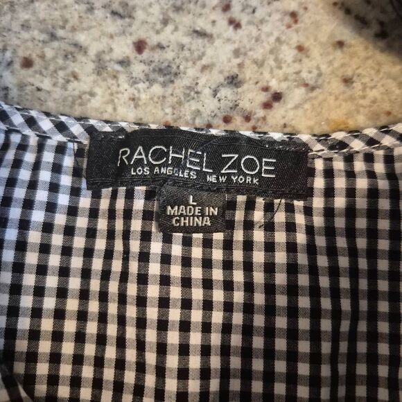 Rachel Zoe Women's Black & White Gingham Cotton Dress w Pockets & Sleeveless - Picture 9 of 12
